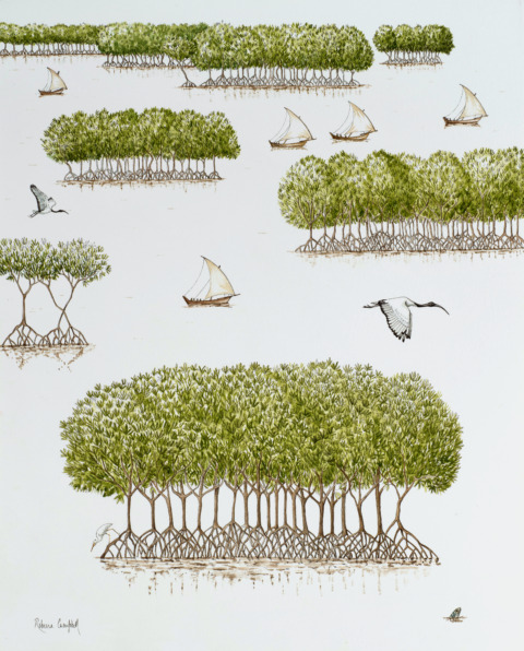 Through The Mangroves, The Fishing Fleet Returns 20x16